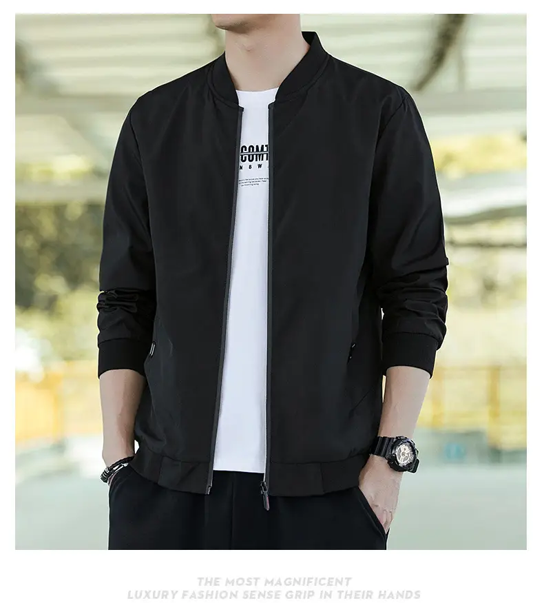 Men's Black Slim Fit Jacket with Collar Top — feature 17