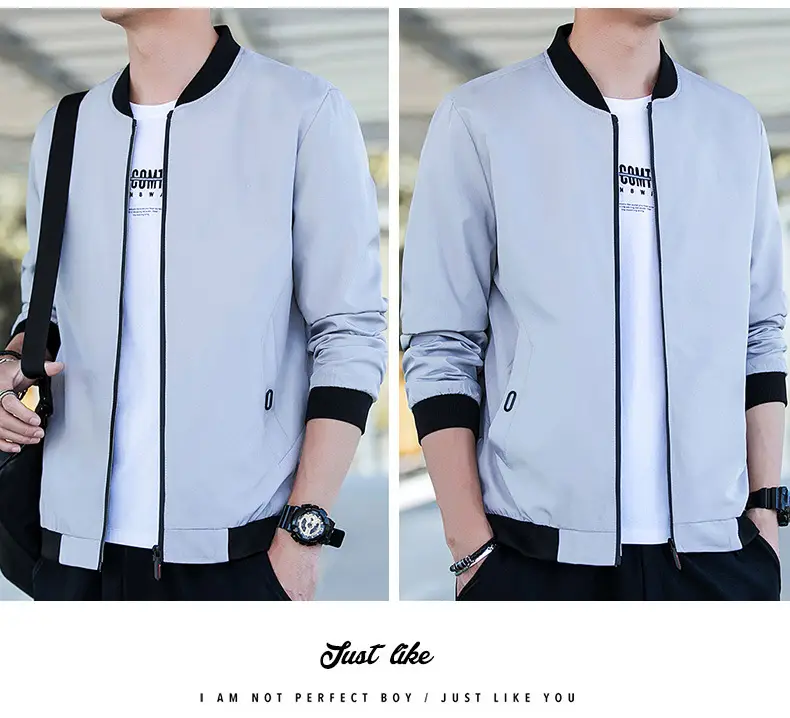 Men's Black Slim Fit Jacket with Collar Top — feature 20