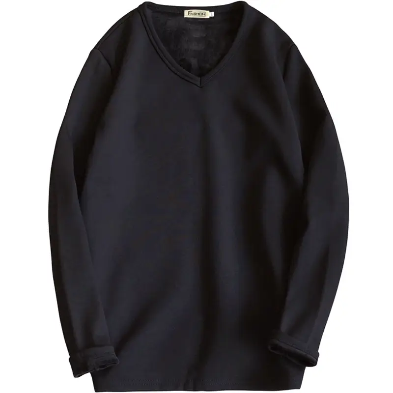 Men's Maroon Fleece V-Neck Sweatshirt Long Sleeve - Image 11