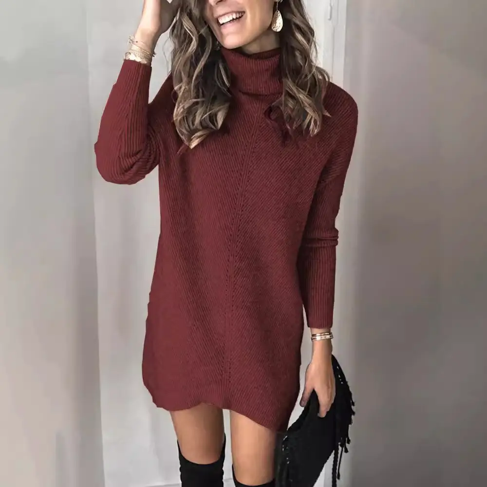 Black Knitted Turtleneck Sweater for Women - Image 11