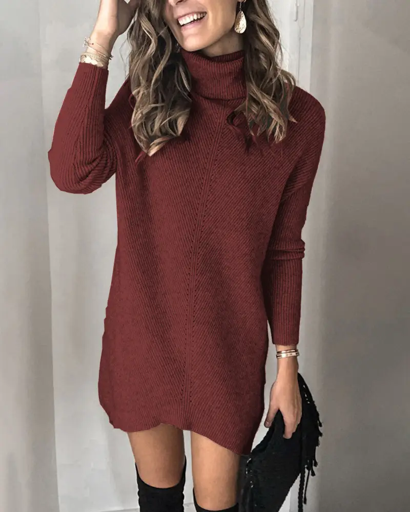 Black Knitted Turtleneck Sweater for Women - Image 5