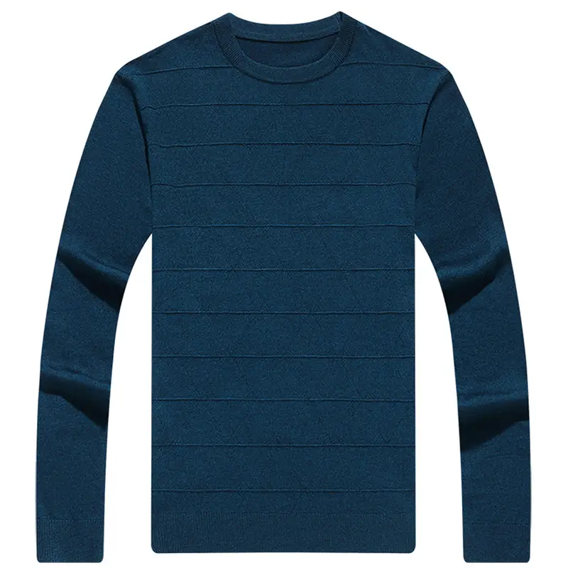 Men's 2020 Round Neck Sweater Pullover Long Sleeve Dark Blue - Image 6