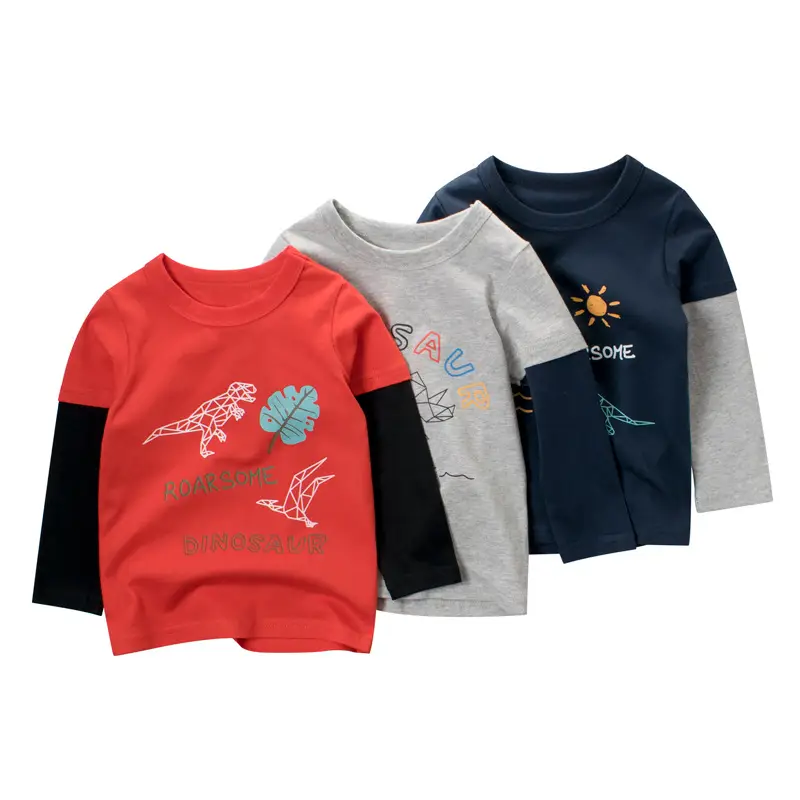 Red Long Sleeve T-Shirt for Boys with Tropical Print - Image 4