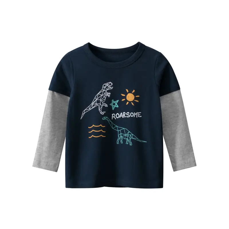 Red Long Sleeve T-Shirt for Boys with Tropical Print - Image 8