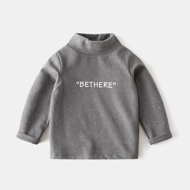 Kids Korean Style Black Hoodie "BETHERE" Letter - Image 2