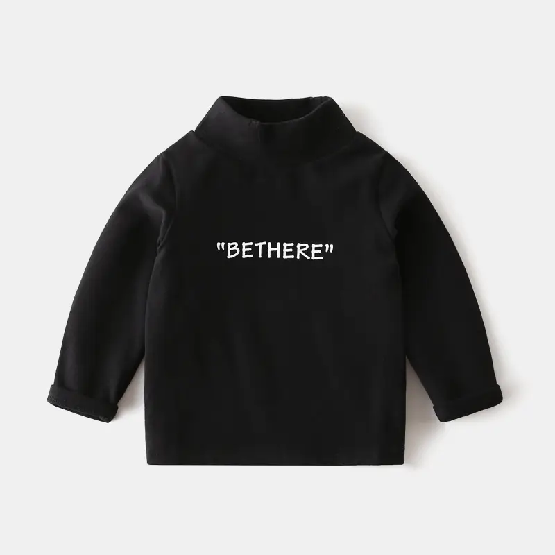Kids Korean Style Black Hoodie "BETHERE" Letter - Image 3