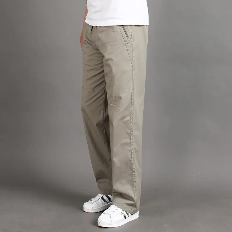 Men's Green Cotton Croc Pants Middle Large Washable Casual