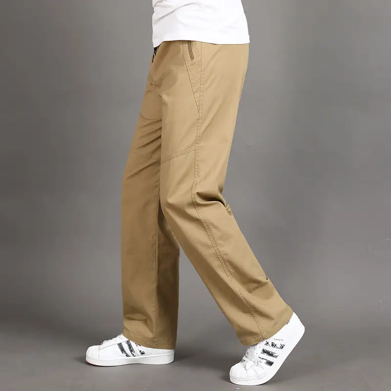 Men's Green Cotton Croc Pants Middle Large Washable Casual