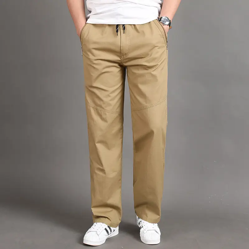 Men's Green Cotton Croc Pants Middle Large Washable Casual