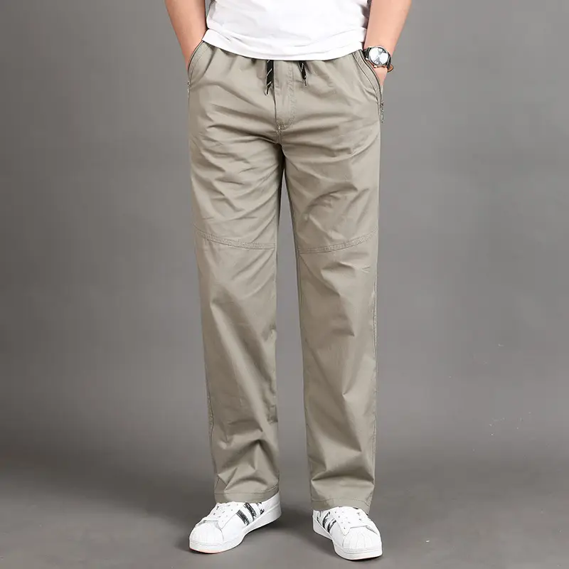 Men's Green Cotton Croc Pants Middle Large Washable Casual