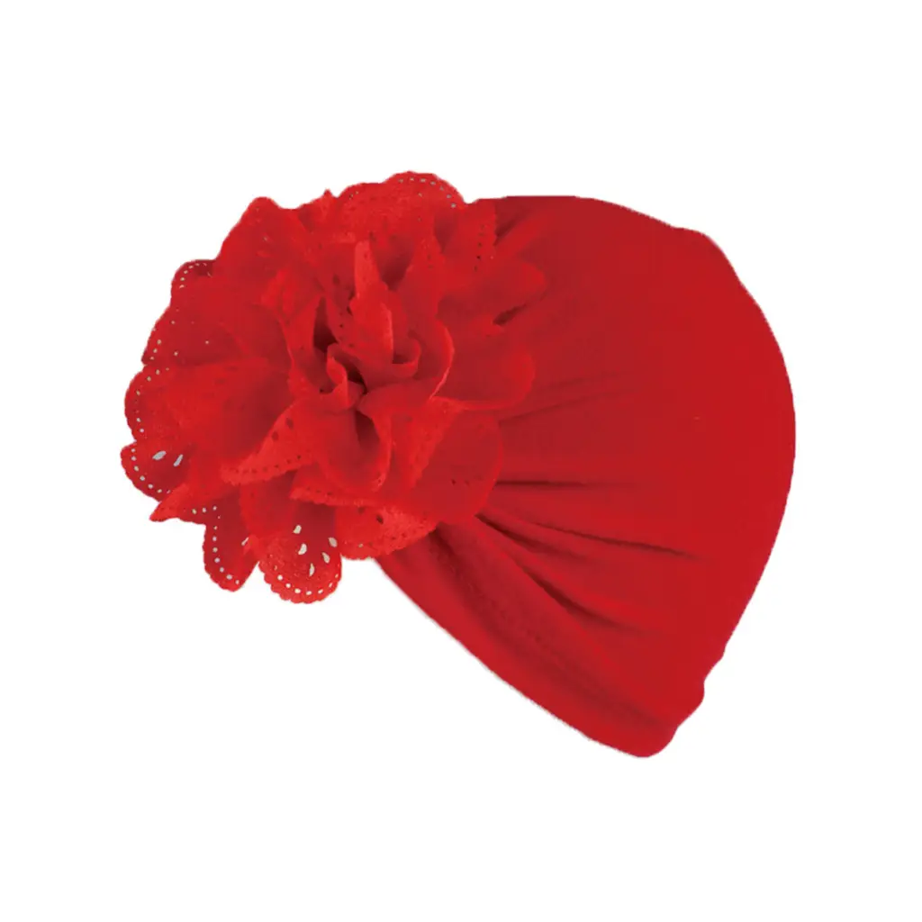 Red Hollow Floral Knot Baby Headscarf for Girls - Image 4