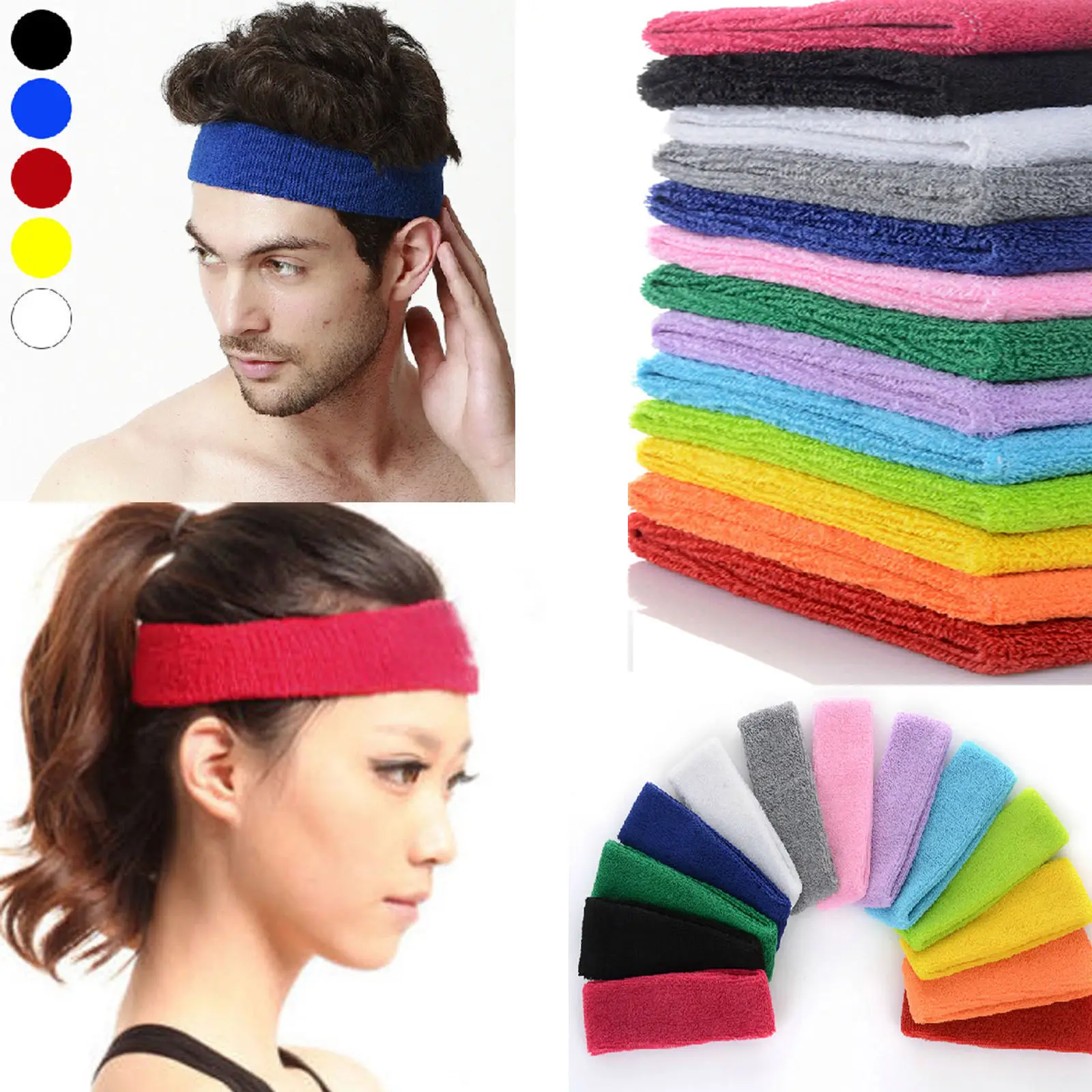 Men Anti-Sweat Yoga Headband Blue - Image 23