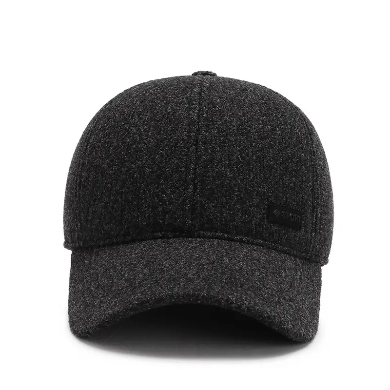 Men's Black Velvet Baseball Cap Windproof Cold-proof Ear Protection - Image 5