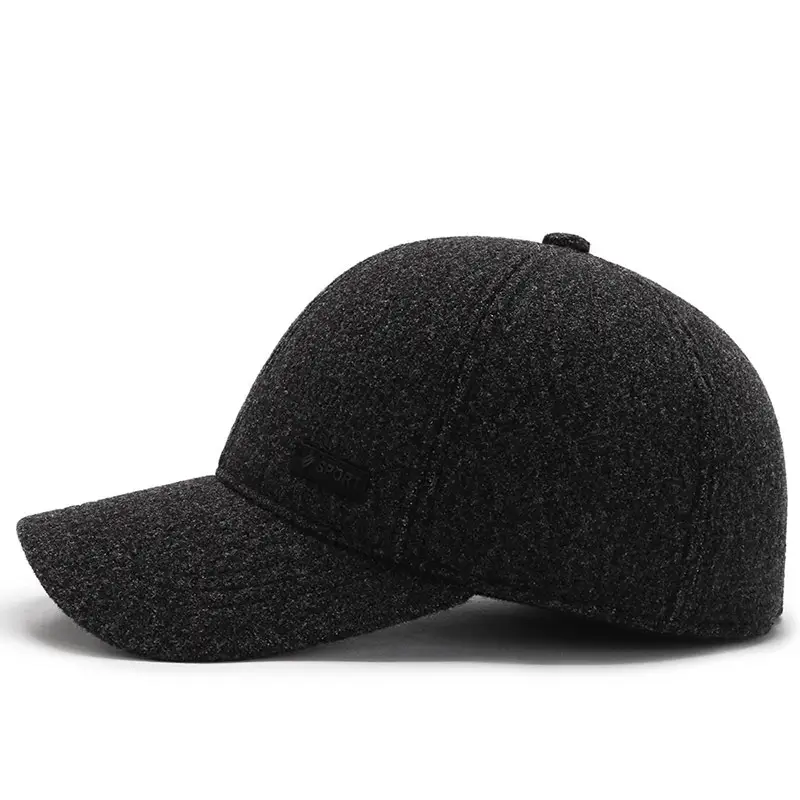 Men's Black Velvet Baseball Cap Windproof Cold-proof Ear Protection - Image 6