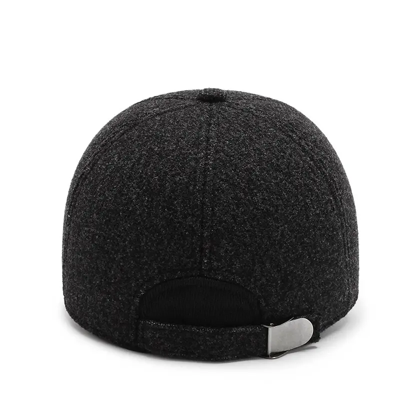 Men's Black Velvet Baseball Cap Windproof Cold-proof Ear Protection - Image 8