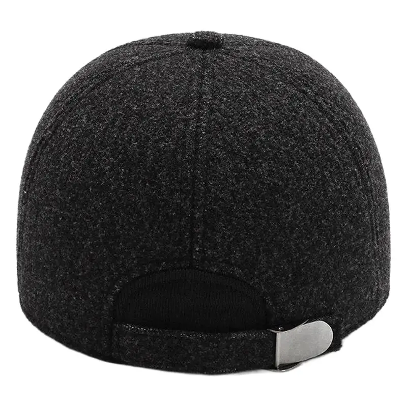 Men's Black Velvet Baseball Cap Windproof Cold-proof Ear Protection