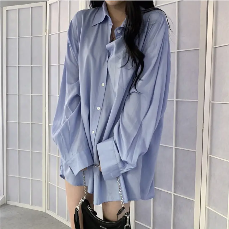 Light Blue Silk Slide Long Sleeve Sunscreen Shirt - Image 4