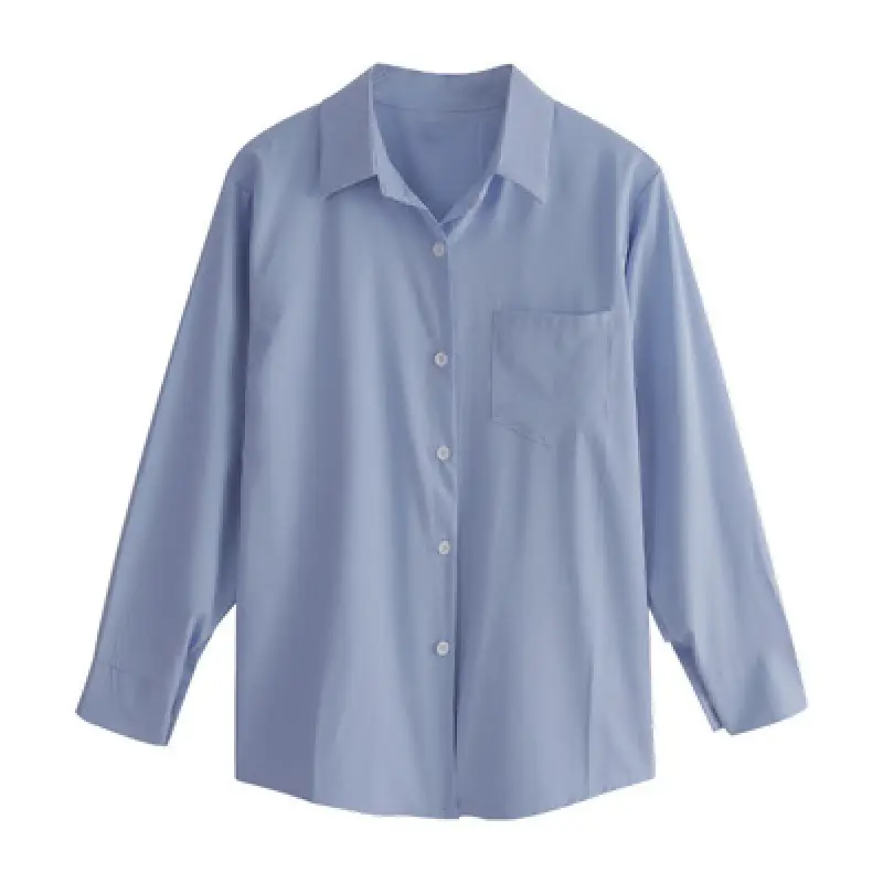 Light Blue Silk Slide Long Sleeve Sunscreen Shirt - Image 6