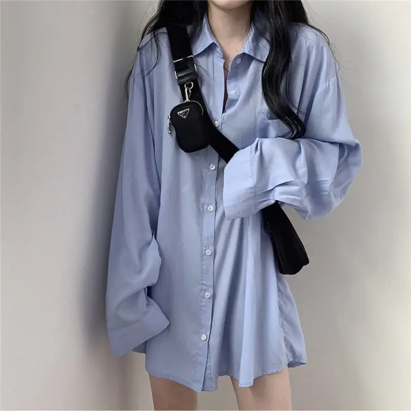 Light Blue Silk Slide Long Sleeve Sunscreen Shirt — feature 4