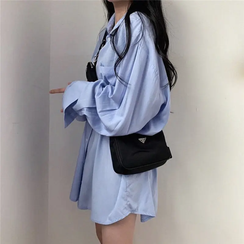 Light Blue Silk Slide Long Sleeve Sunscreen Shirt — feature 8