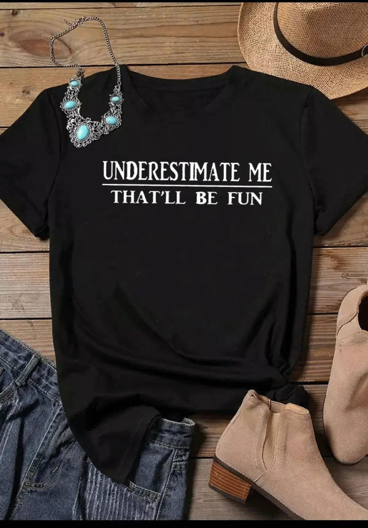 Maroon Short Sleeve T-Shirt "Underestimate Me That'Ll Be Fun" - Image 2
