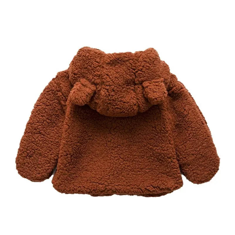 Pink Bear Hooded Wool Baby Jacket 2024 Winter - Image 5