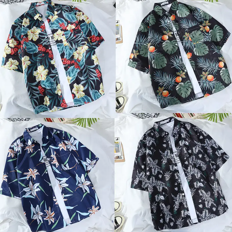 Korean Retro Floral Short Sleeve Shirt Men Women — feature 2