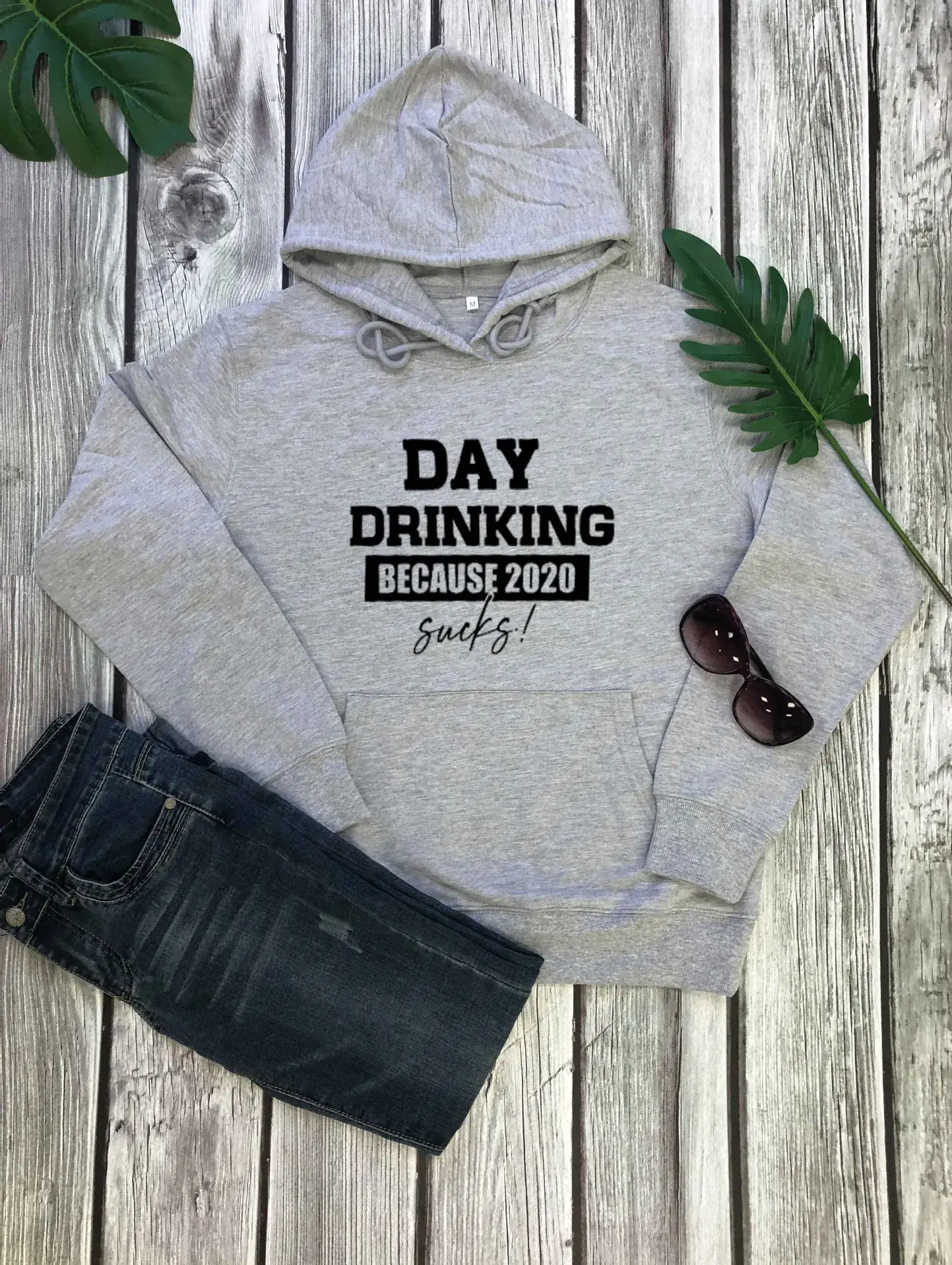 Day Drinking Because 2020 Socks Hoodie Grey - Image 5