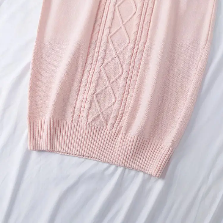 Japanese Style Soft Pink Embroidered Sleeveless Sweater Vest - Image 3