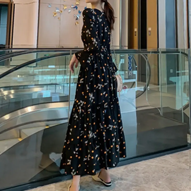 Floral Long Skirt Dress for Women 2023 Spring Autumn - Image 5