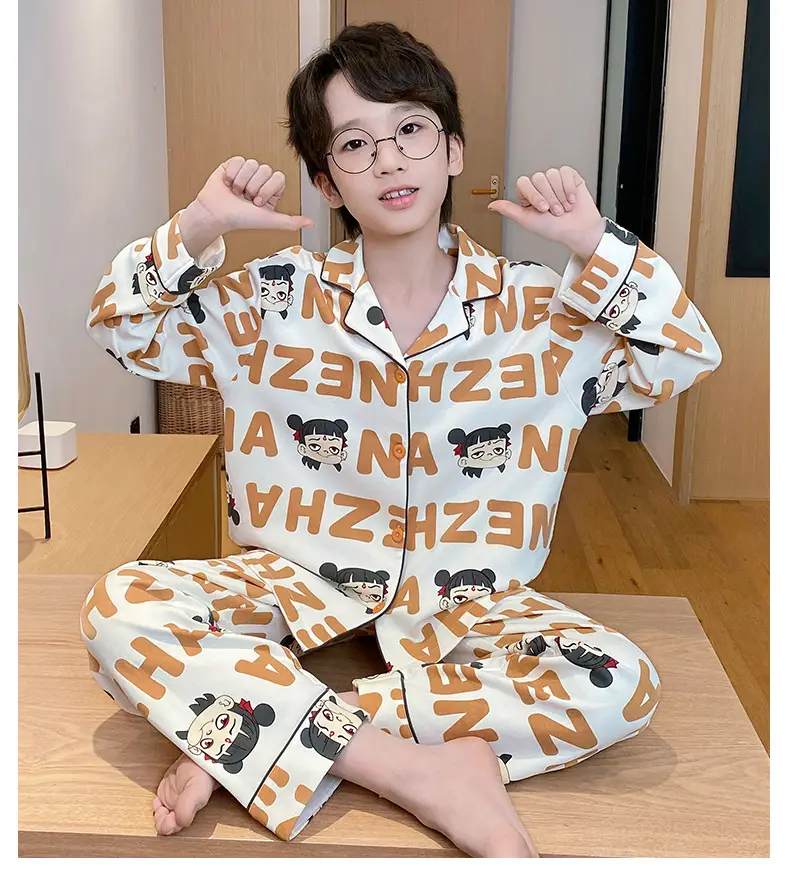 Children's Cartoon Pajamas Blue Pure Cotton Spring Autumn Boys — feature 16