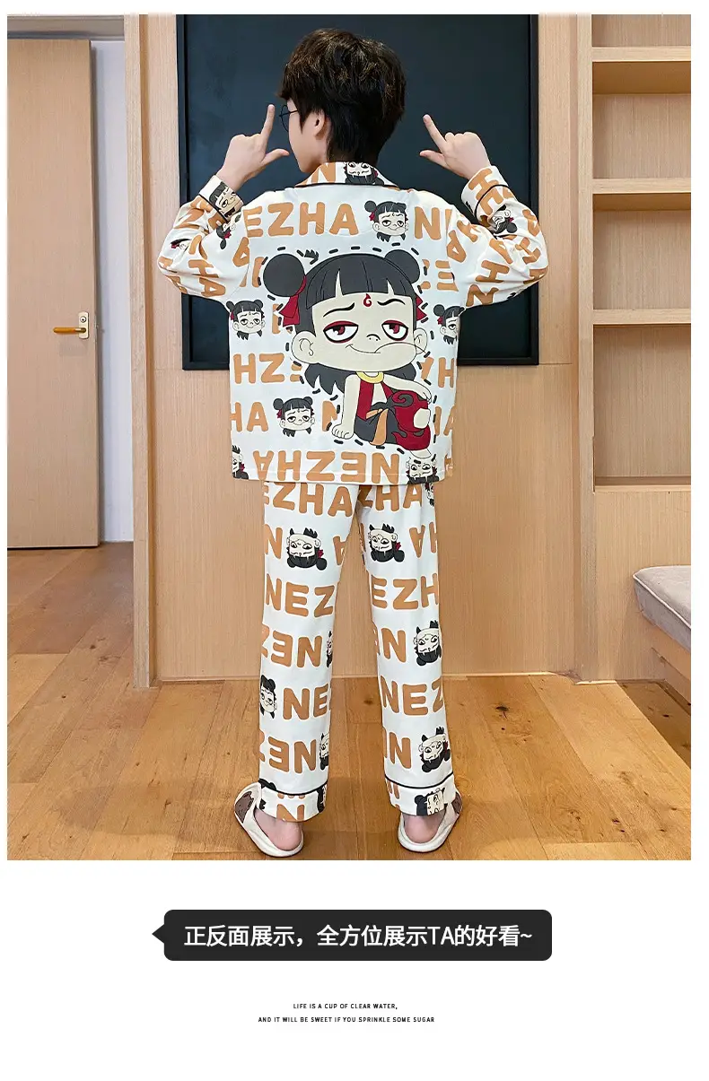Children's Cartoon Pajamas Blue Pure Cotton Spring Autumn Boys — feature 17