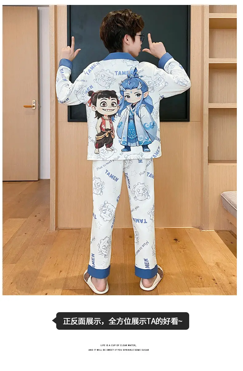 Children's Cartoon Pajamas Blue Pure Cotton Spring Autumn Boys — feature 19