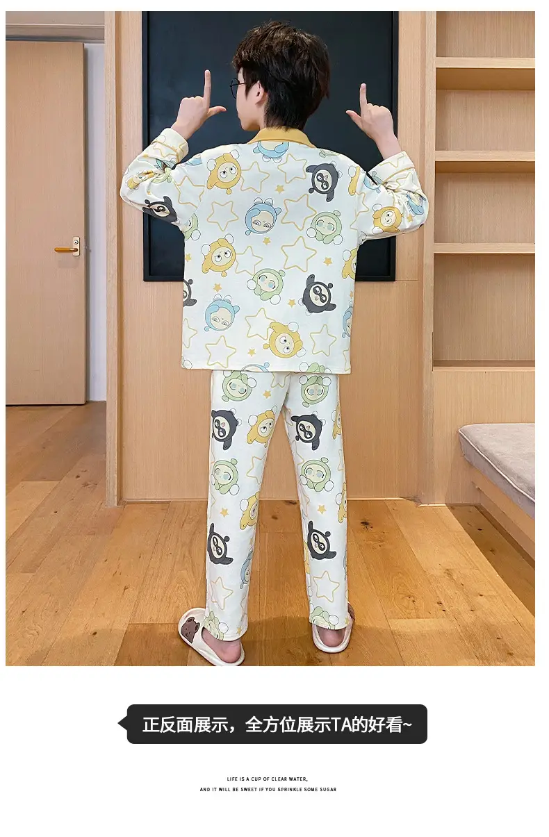 Children's Cartoon Pajamas Blue Pure Cotton Spring Autumn Boys — feature 25