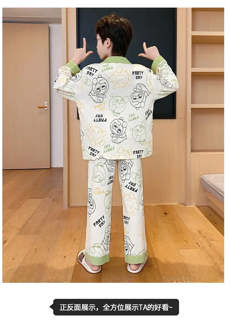 Children's Cartoon Pajamas Blue Pure Cotton Spring Autumn Boys — feature 29