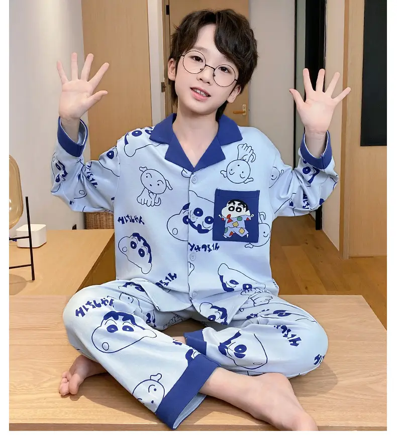 Children's Cartoon Pajamas Blue Pure Cotton Spring Autumn Boys — feature 30