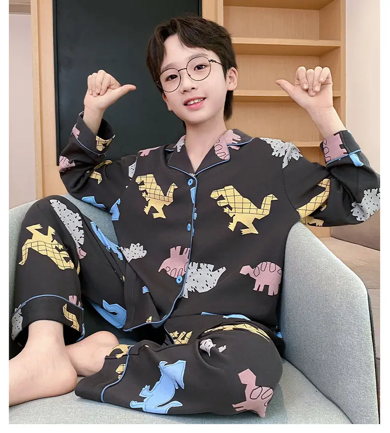 Children's Cartoon Pajamas Blue Pure Cotton Spring Autumn Boys — feature 36
