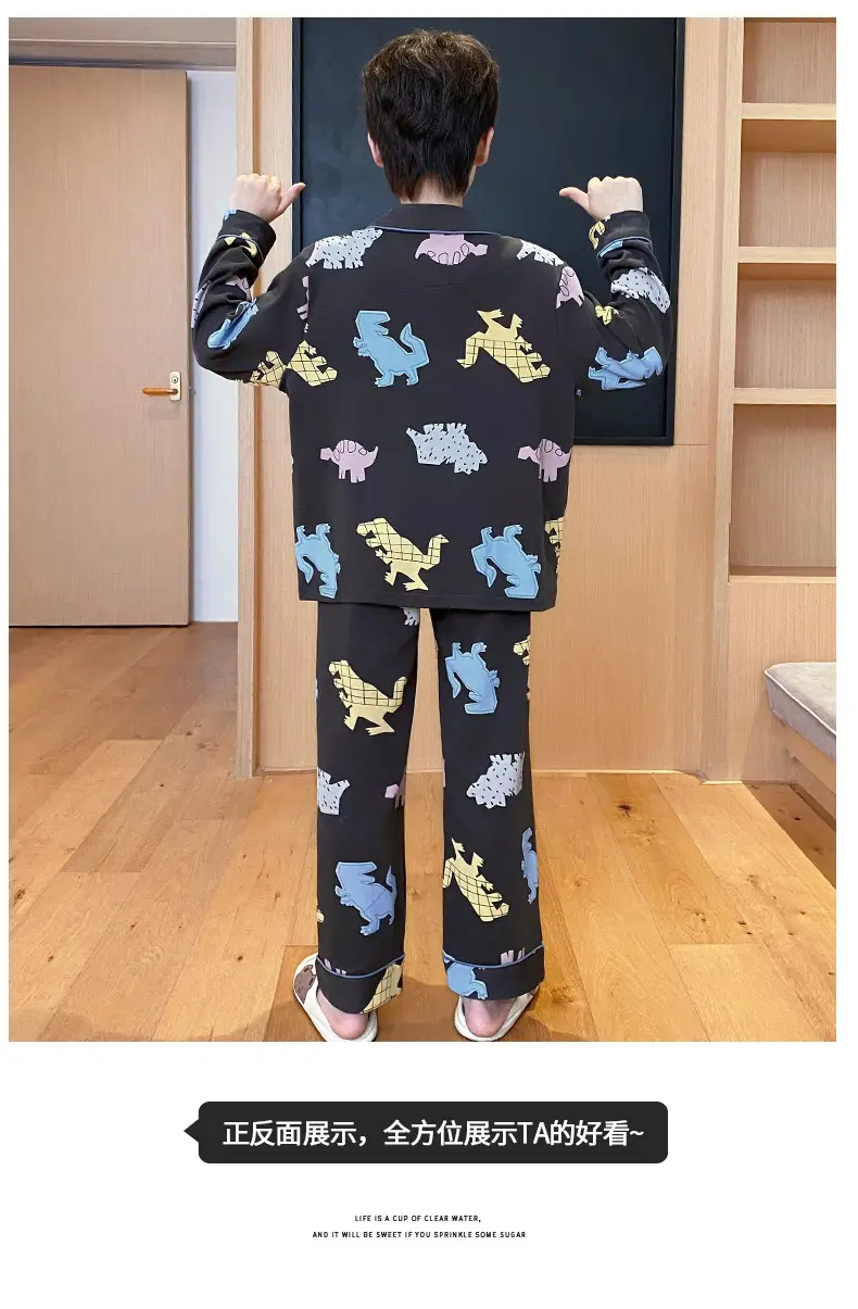 Children's Cartoon Pajamas Blue Pure Cotton Spring Autumn Boys — feature 37