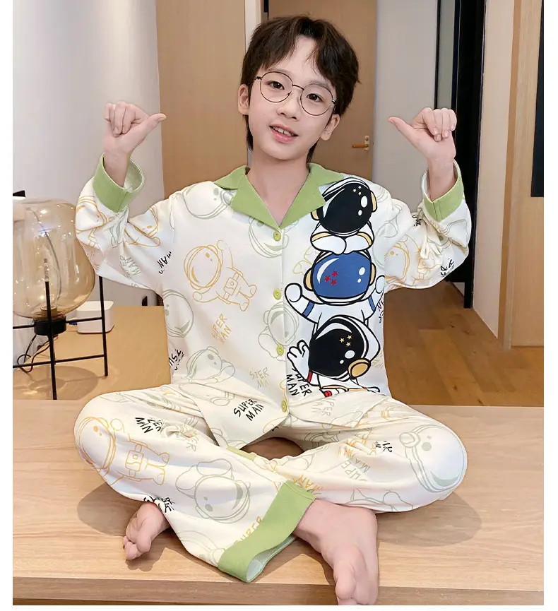 Children's Cartoon Pajamas Blue Pure Cotton Spring Autumn Boys — feature 38