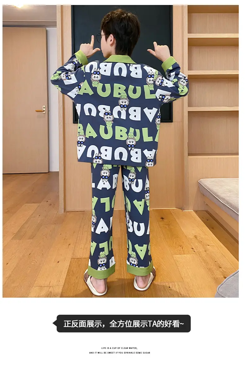 Children's Cartoon Pajamas Blue Pure Cotton Spring Autumn Boys — feature 41