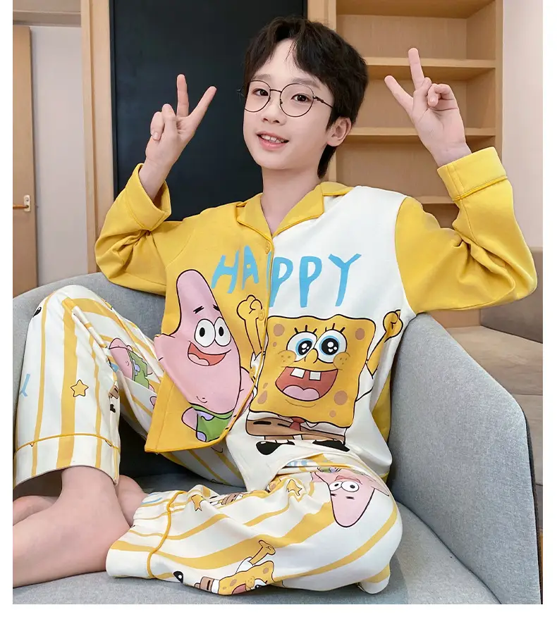 Children's Cartoon Pajamas Blue Pure Cotton Spring Autumn Boys — feature 42