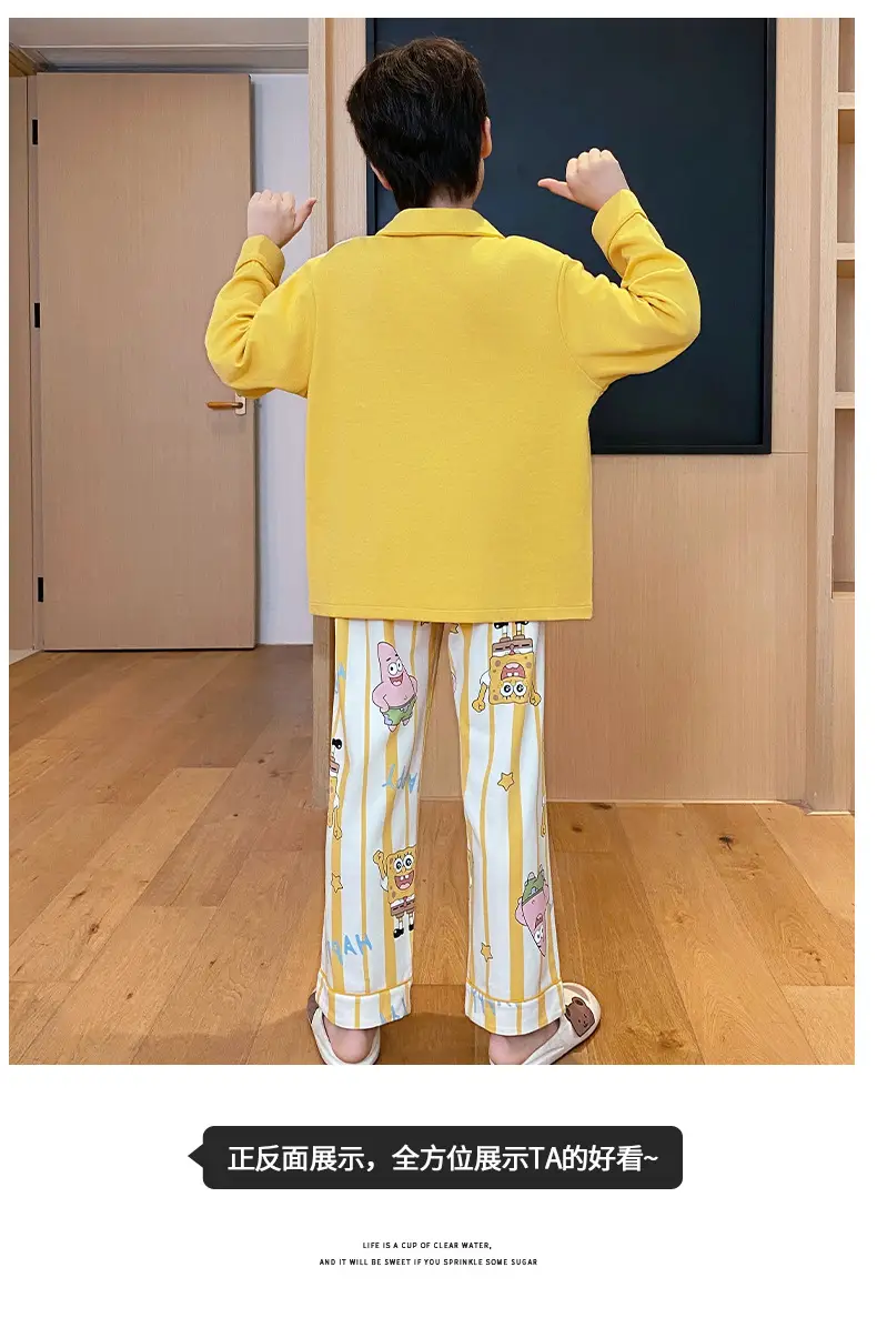 Children's Cartoon Pajamas Blue Pure Cotton Spring Autumn Boys — feature 43
