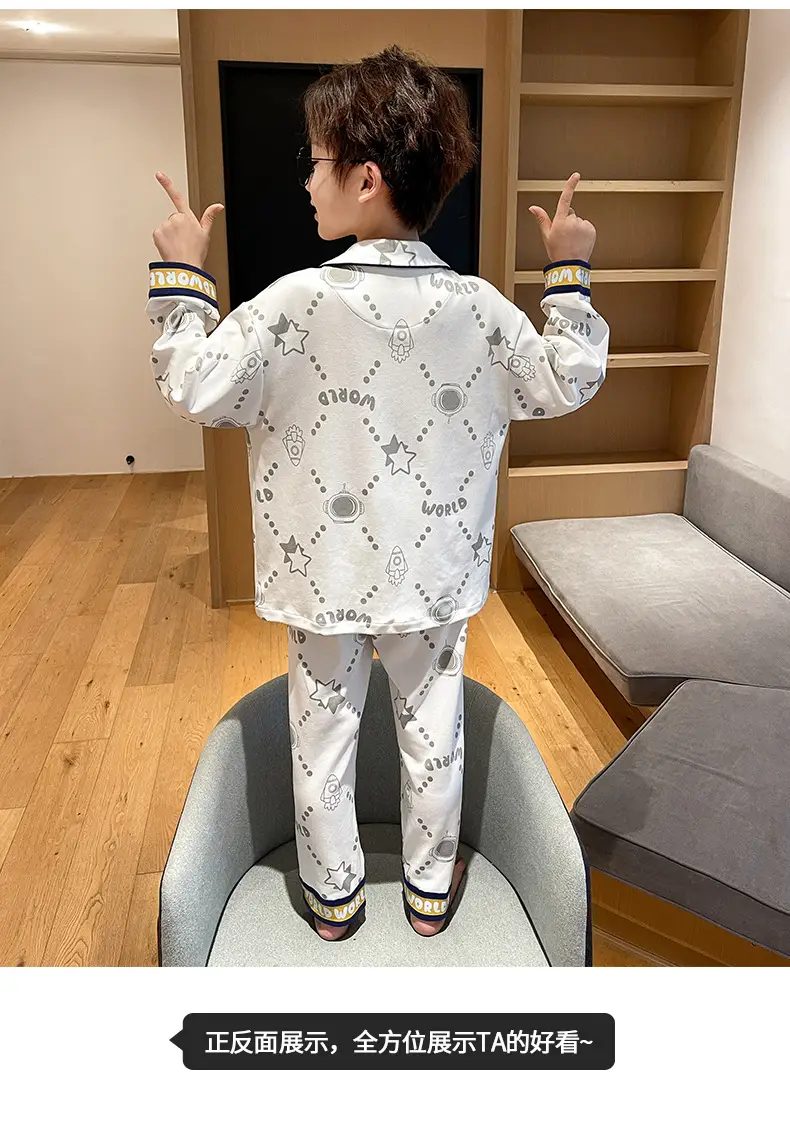 Children's Cartoon Pajamas Blue Pure Cotton Spring Autumn Boys — feature 45