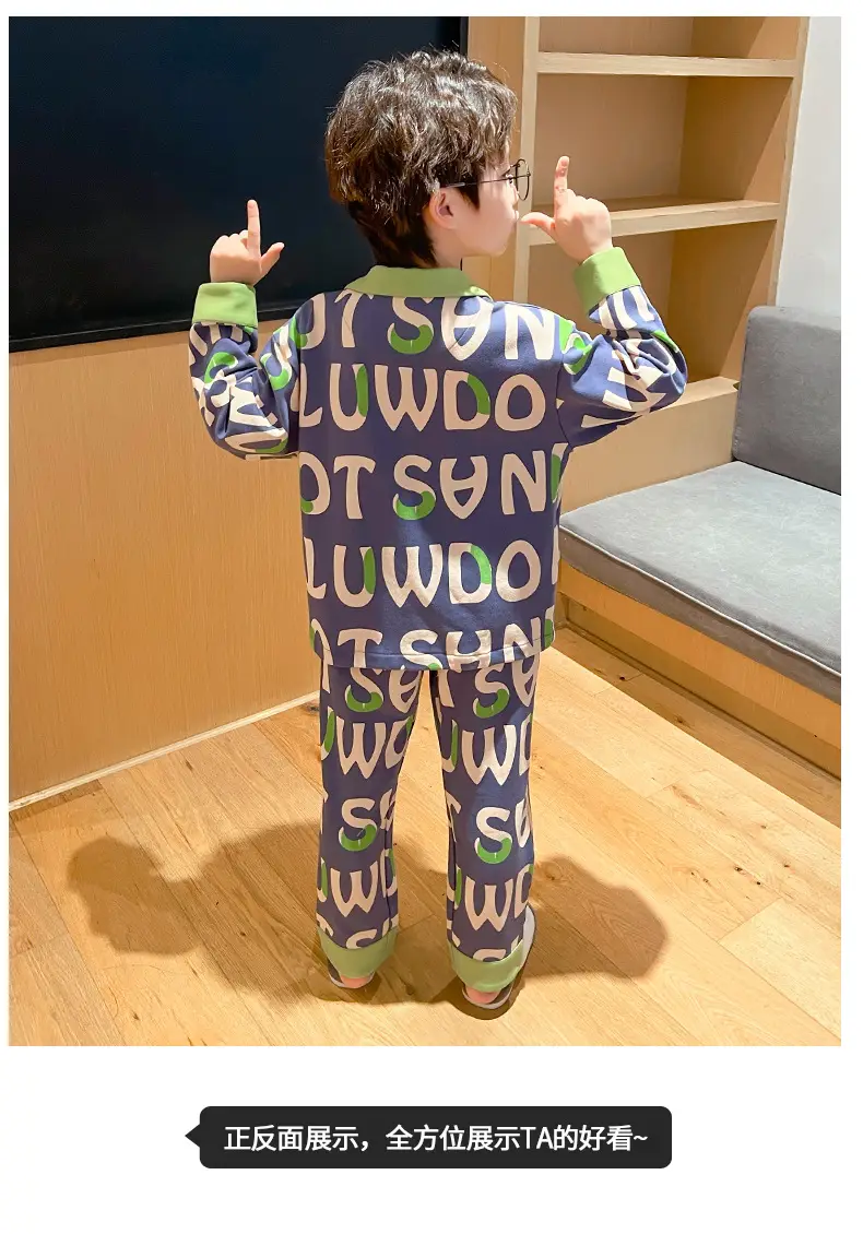 Children's Cartoon Pajamas Blue Pure Cotton Spring Autumn Boys — feature 47