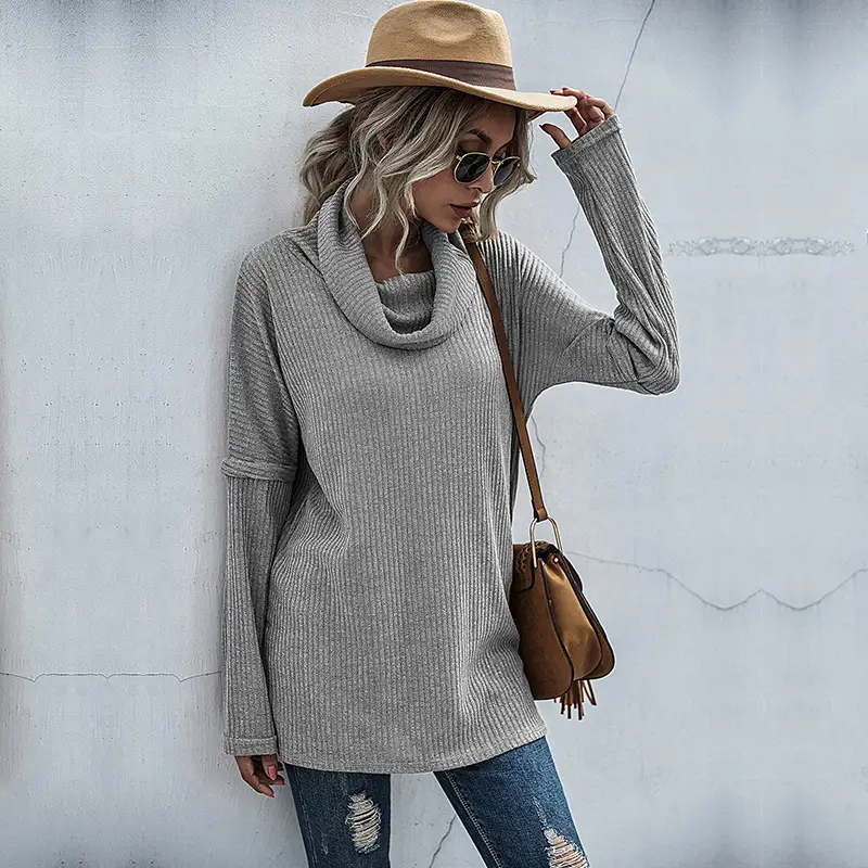 Plus Size Knitted Sweater with Layered Collar for Women - Image 5
