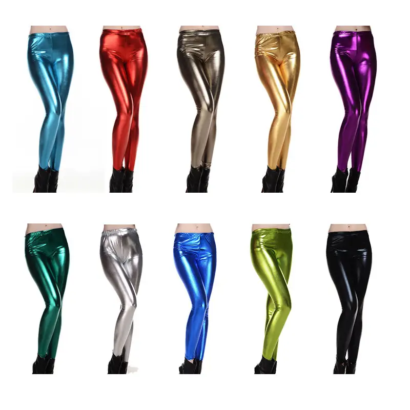 Candy Metallic Faux Leather Cropped Leggings Women