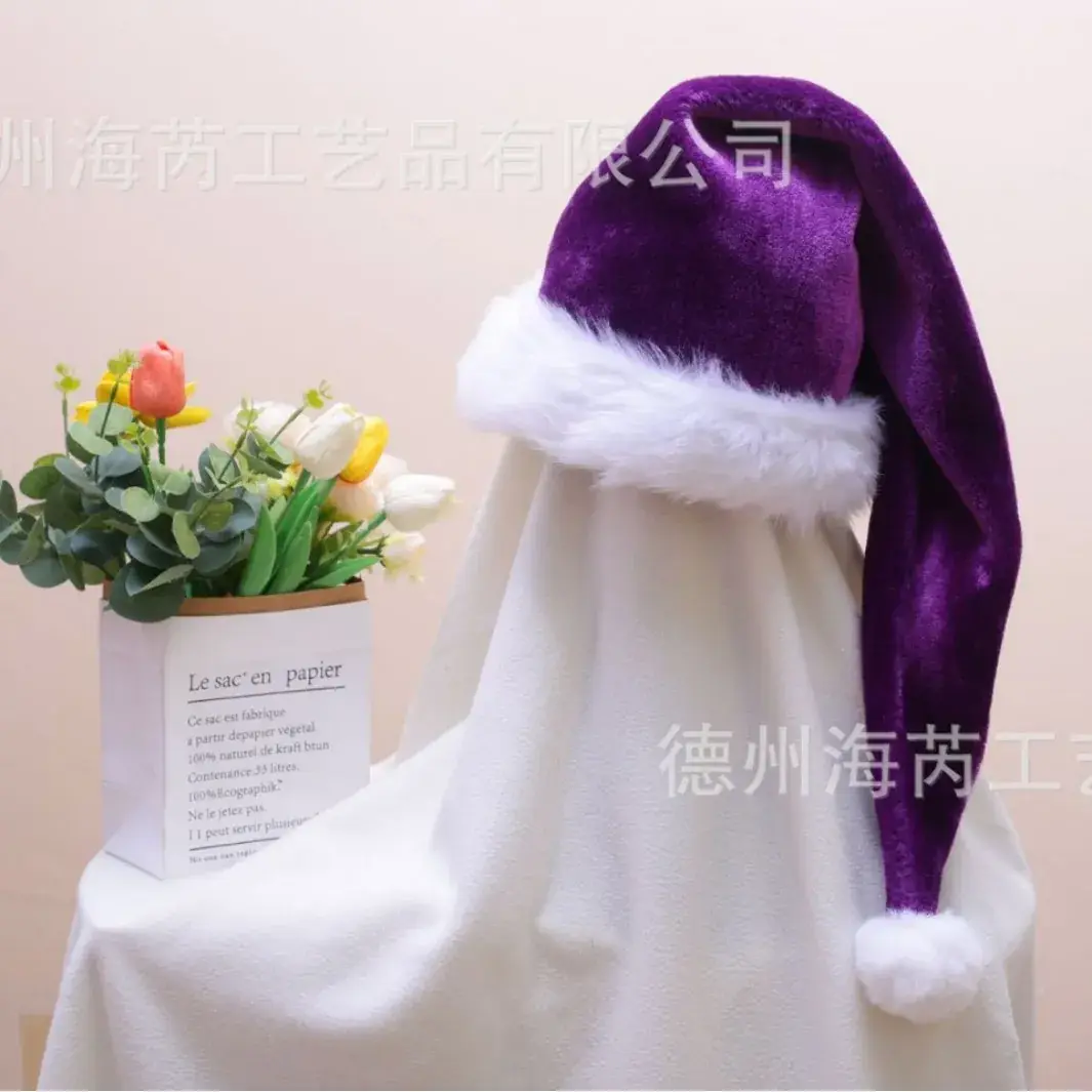 2025 Christmas Plush Christmas Hat Purple White - Image 54