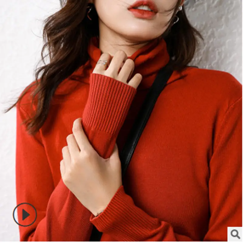 Women's Green Knitted Turtleneck Sweater - Image 13