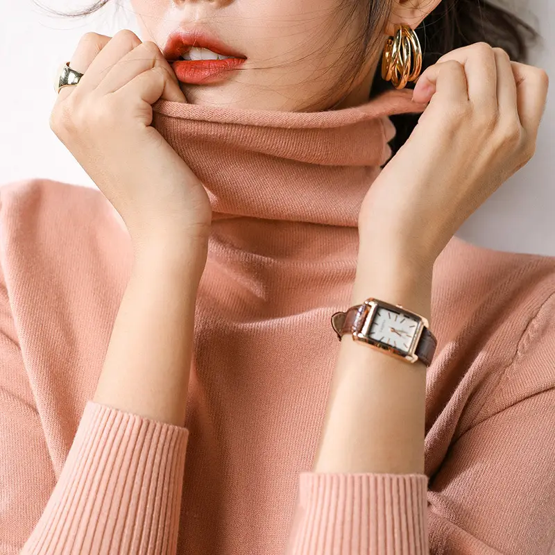Women's Green Knitted Turtleneck Sweater - Image 6