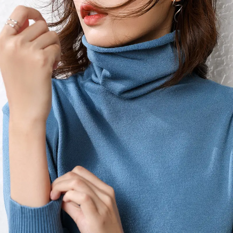 Women's Green Knitted Turtleneck Sweater - Image 8